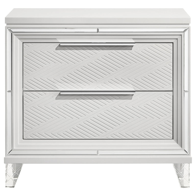 2 Drawer Nightstand With Accents - White
