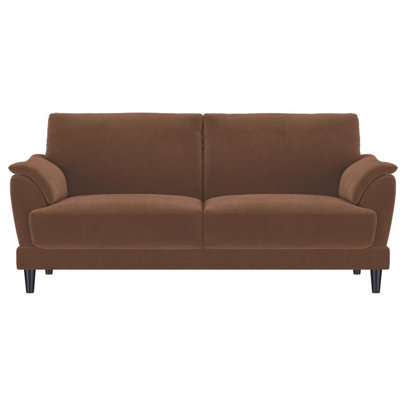 Selma - 2 Piece Velvet Upholstered Crescent Arm Sofa Set - Rust