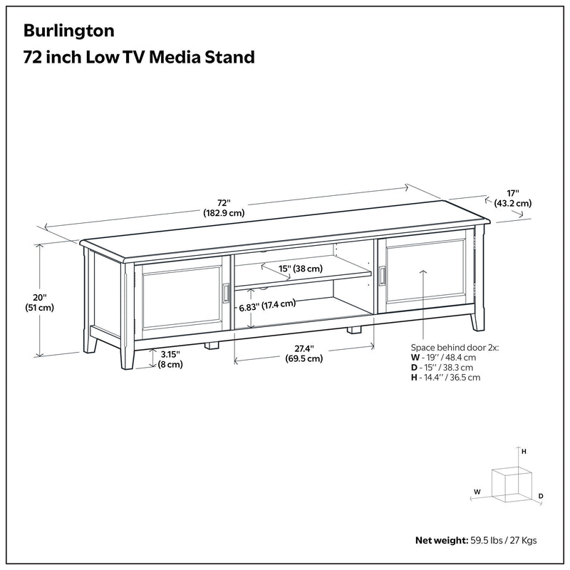 Burlington - Low TV Media Stand - Mahogany
