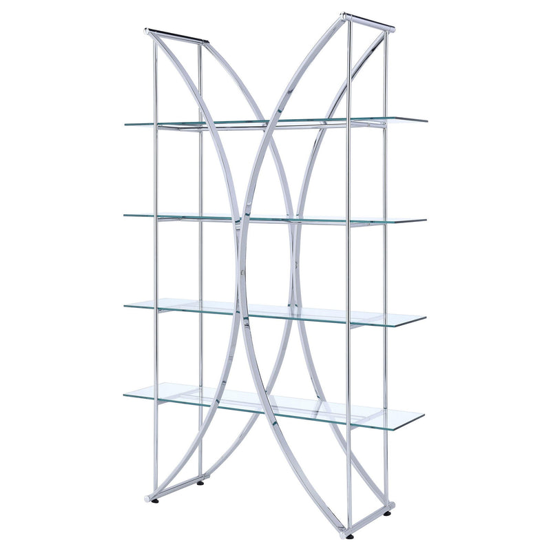 Larson 73-inch 4-shelf Glass Bookshelf Chrome
