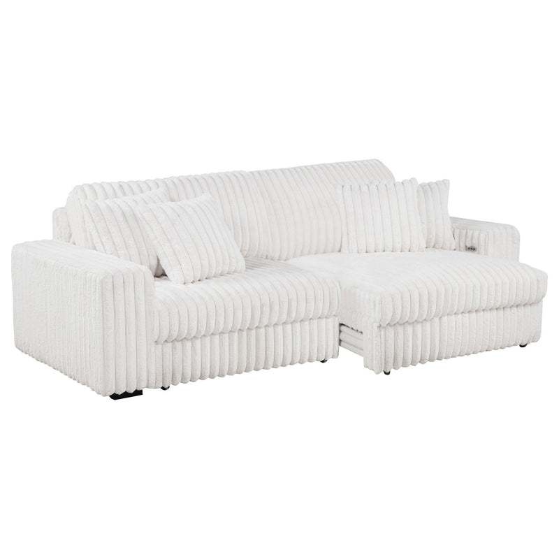 Jacana Corduroy Upholstered Dual Power Chaise Sofa Ivory