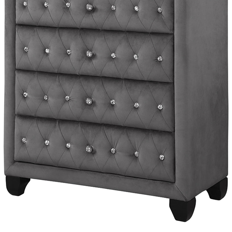 Hazel - 5 Piece Queen Tufted Bedroom Set - Gray