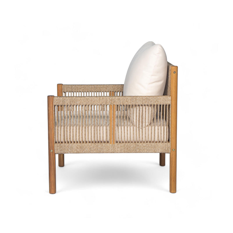 Modern Outdoor Woven Lounge Chair With Solid Wood Frame - Teak