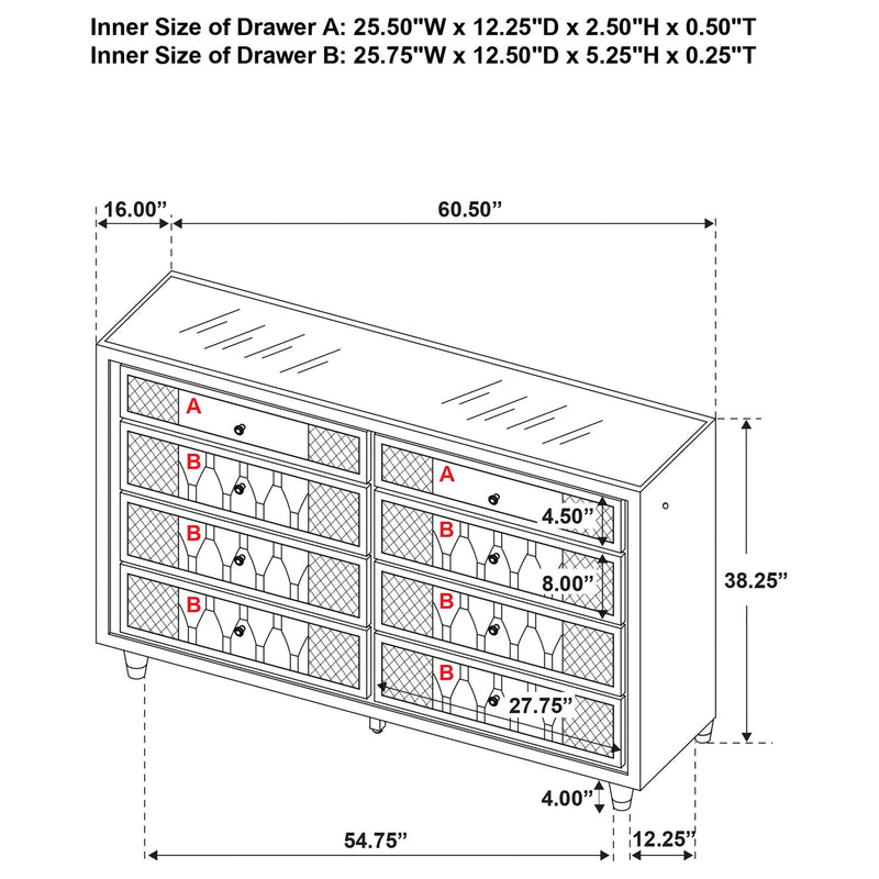 Mika - 8 Drawer LED Dresser