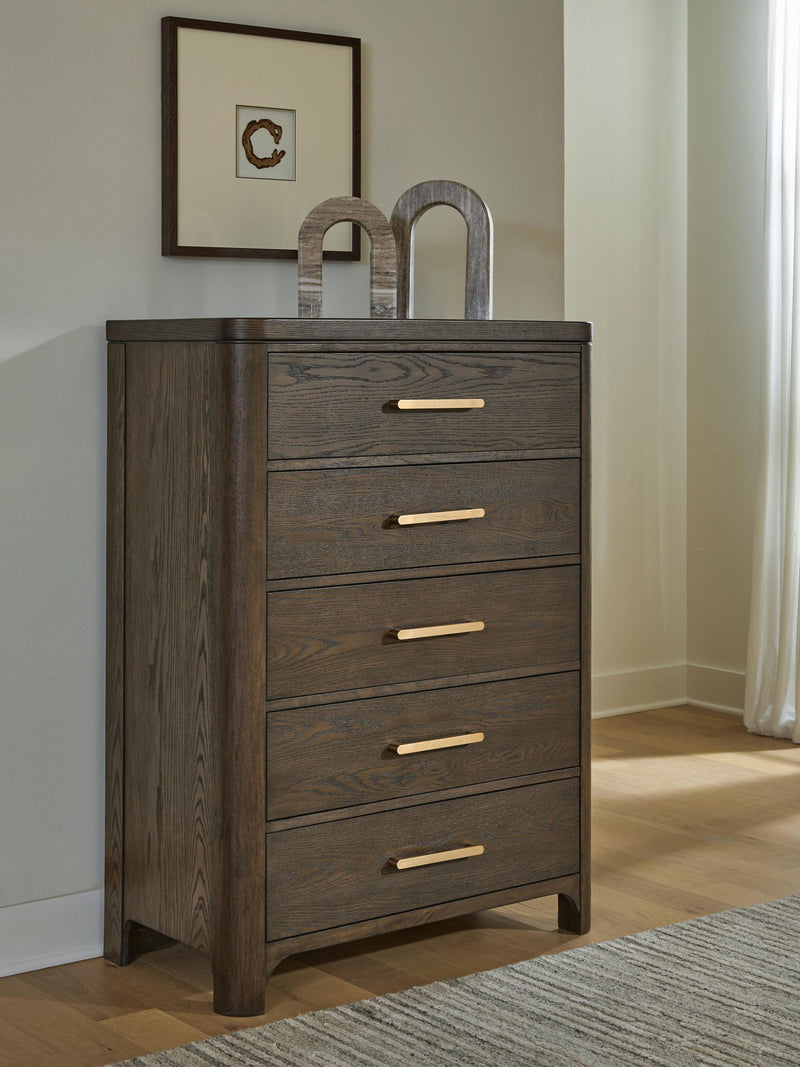 Radkin - Five Drawer Chest - Burnished Brown