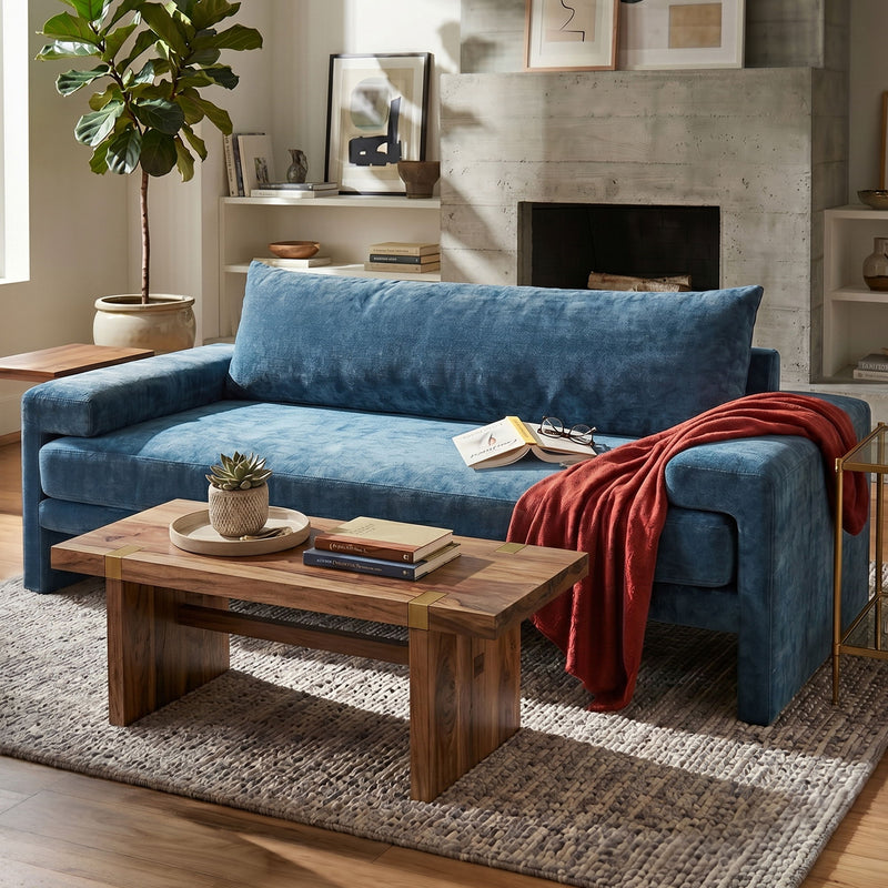 Upholstered 3 Seater Sofa With Wide Armrests