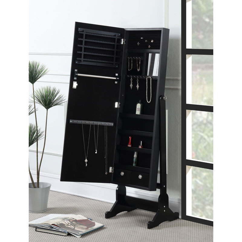 Casey - Jewelry Cheval Mirror With Storage - Black