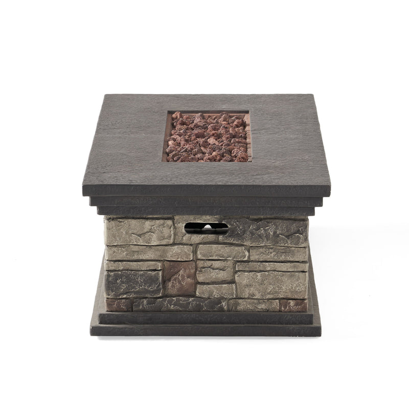 Contemporary Rectangle Fire Pit 50, 000 Btu Magnesium Oxide - Stone Gray