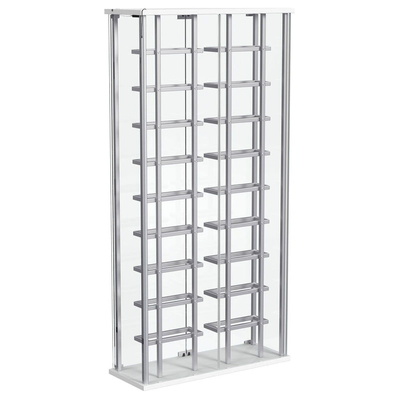 Wine Storage LED Curio Cabinet - Chrome