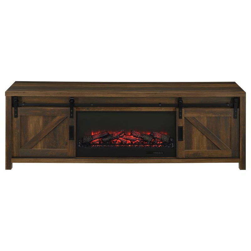Enfield - 71" TV Stand Fireplace Media Console - Dark Pine