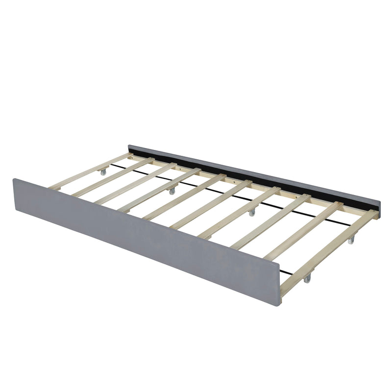 Platform UpholsteredBed With 2 Drawers And Twin Long Trundle