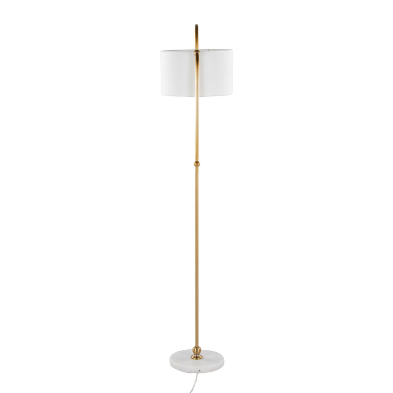 Leslie - Glam / Art Deco Floor Lamp - Gold / White