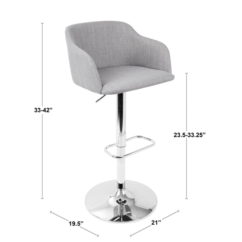 Daniella - Contemporary Adjustable Barstool With Swivel - Light Gray