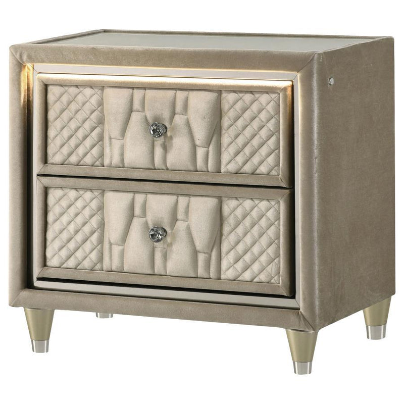 Lorient - 2-Drawer LED Nightstand With USB