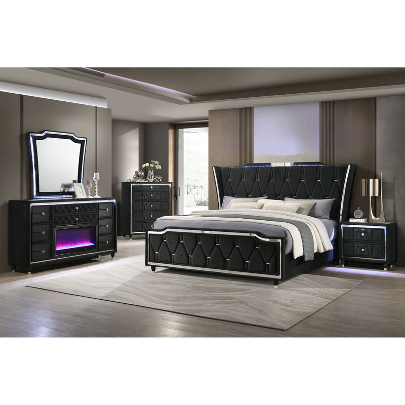 Mika - 8 Drawer LED Dresser And Mirror Set - Black