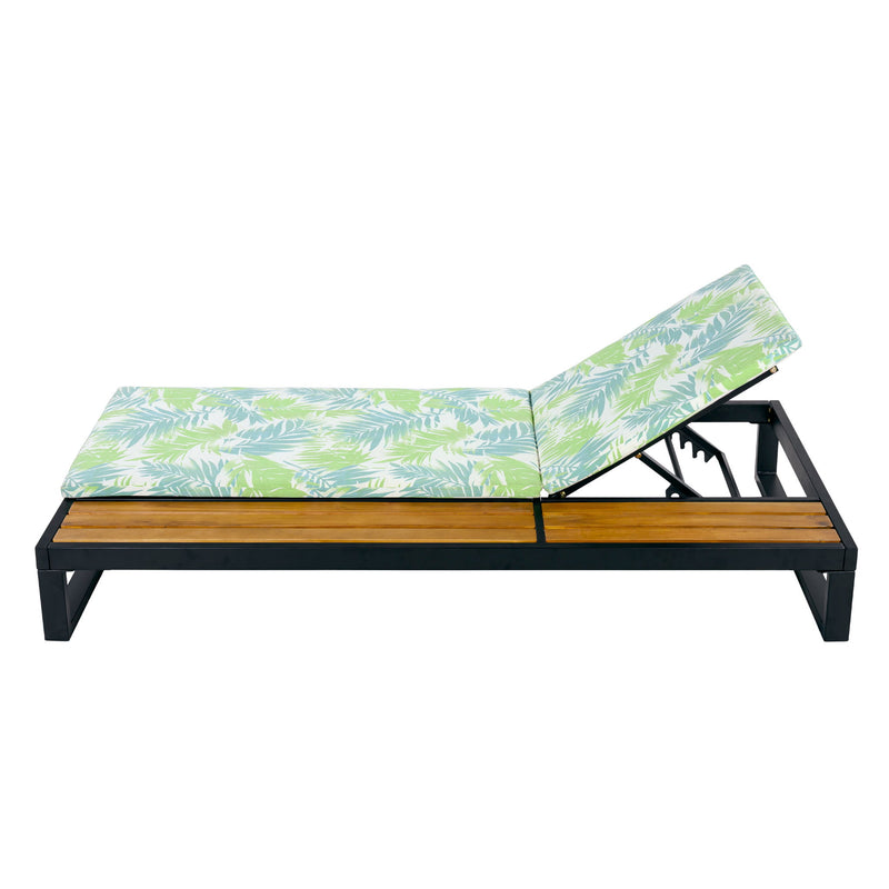 Chaise Lounge Set, 5 Position Adjustable, Flat Side Surface Storage
