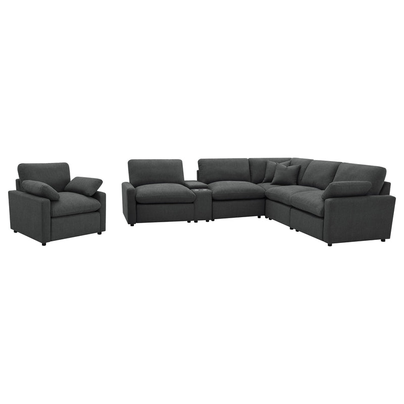 Hollander - 6 Piece Modular Power Reclining Sectional - Dark Gray