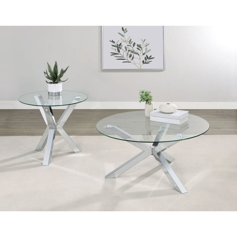 Alexa - Round Tempered Glass Top End Table - Chrome