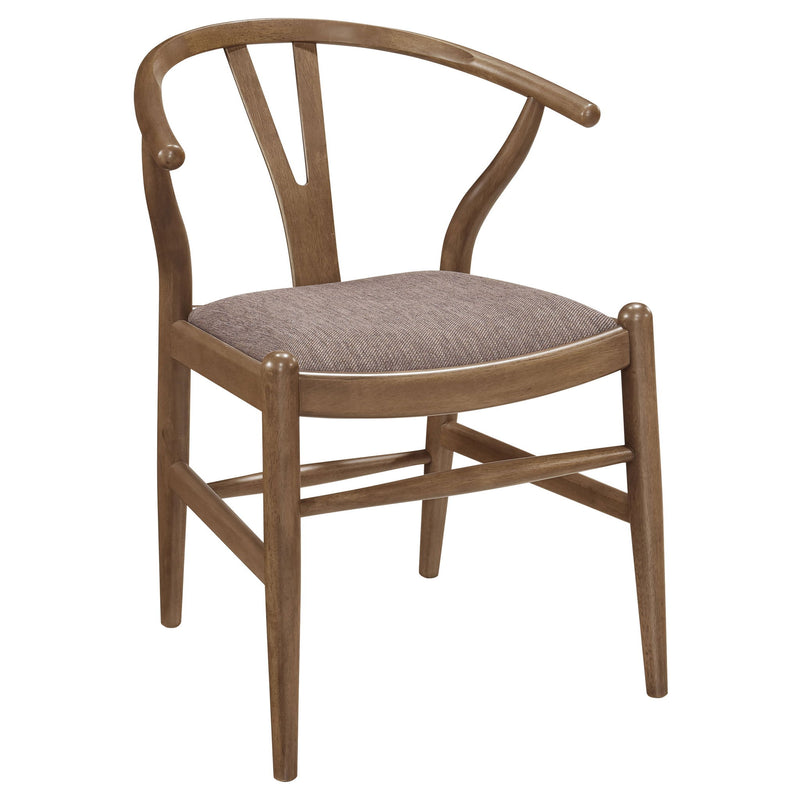 Guinea - 5 Piece Dining Set With Round Table And Upholstered Chairs - Walnut