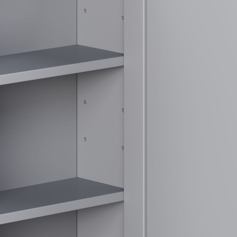 Bathroom Wall Storage Cabinet With Mirror And Adjustable Shelf, 6 Open Shelves