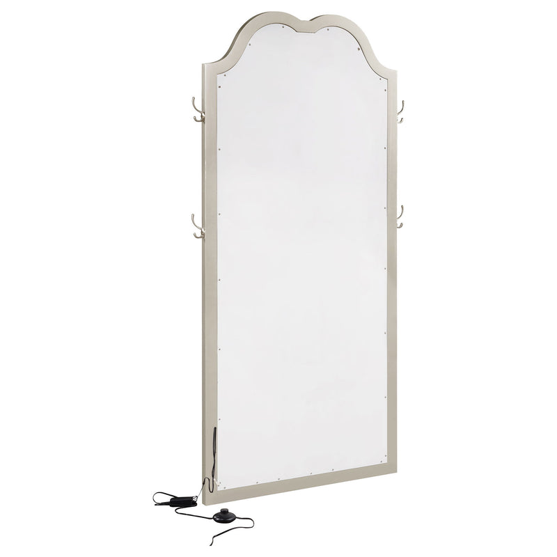Colwood - Full Floor Mirror With LED Lighting And Storage Hooks - Silver