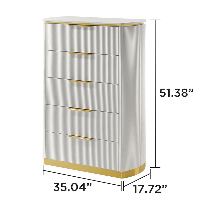 Giovanni - 5 Drawer Chest - White