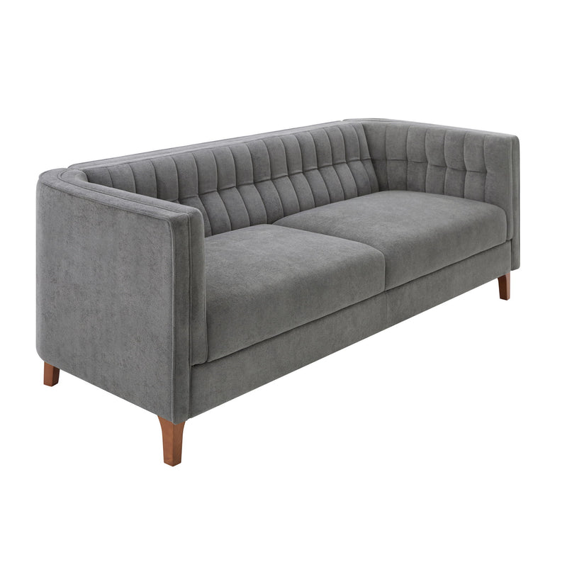 Modern 3 Seater Sofa, Upholstered Couch With Curved Armrests