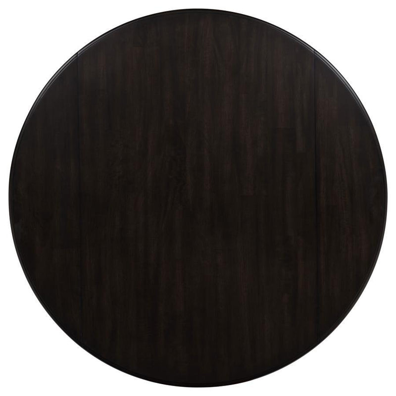 Catley - 5 Piece Round Drop Leaf Dining Table Set - Dark Coffee