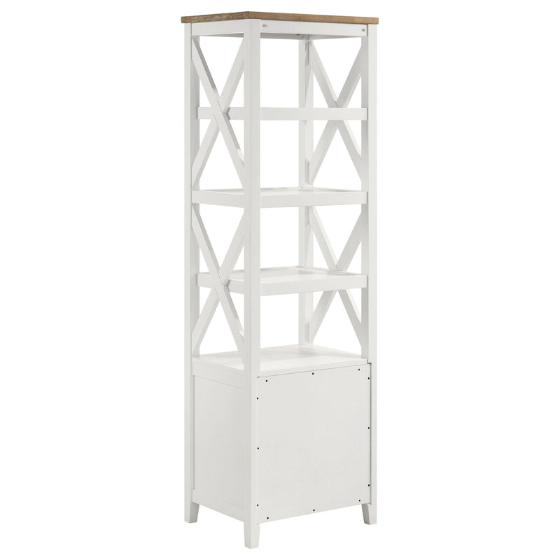Hollis 4-shelf Wood Media Tower with Drawers Brown and White