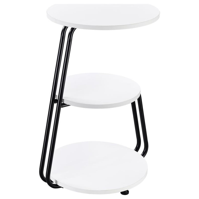 Hilly - 3-Tier Round Accent Side Table - White And Black