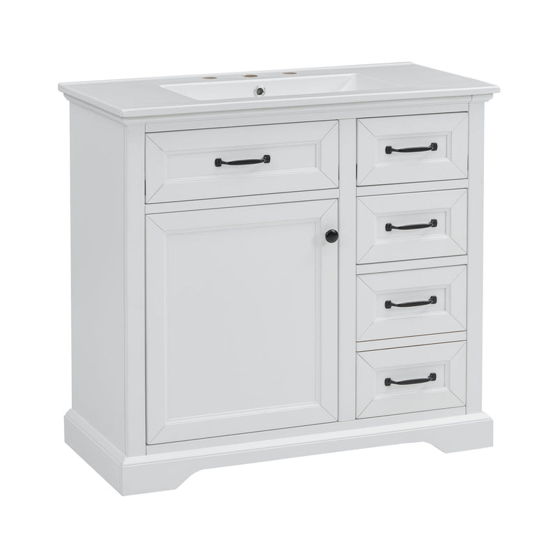 36" Bathroom Vanity With Sink, 2 Tip-Out Drawers, Soft Close Hinges
