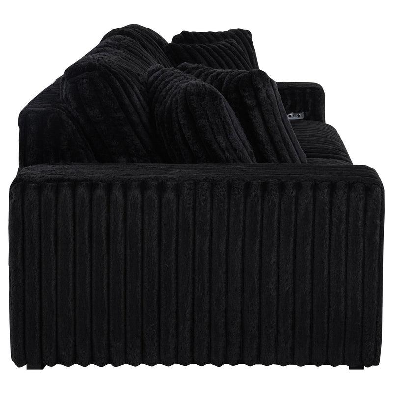 Jacana Corduroy Upholstered Dual Power Chaise Sofa Black