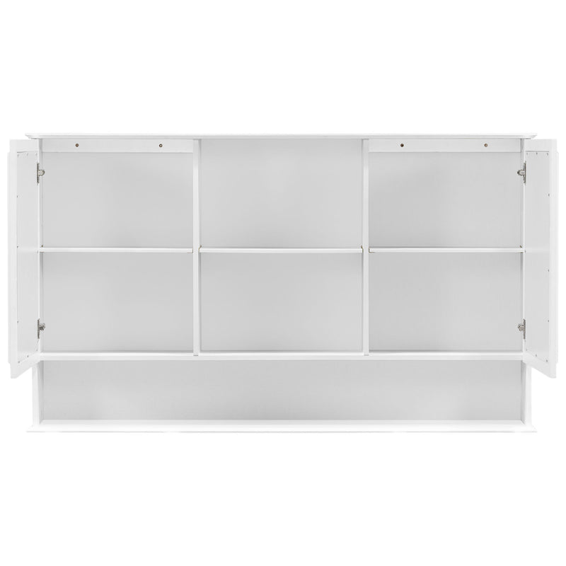 Wall Mounted Bathroom Medicine Cabinet With Double Mirrored Doors