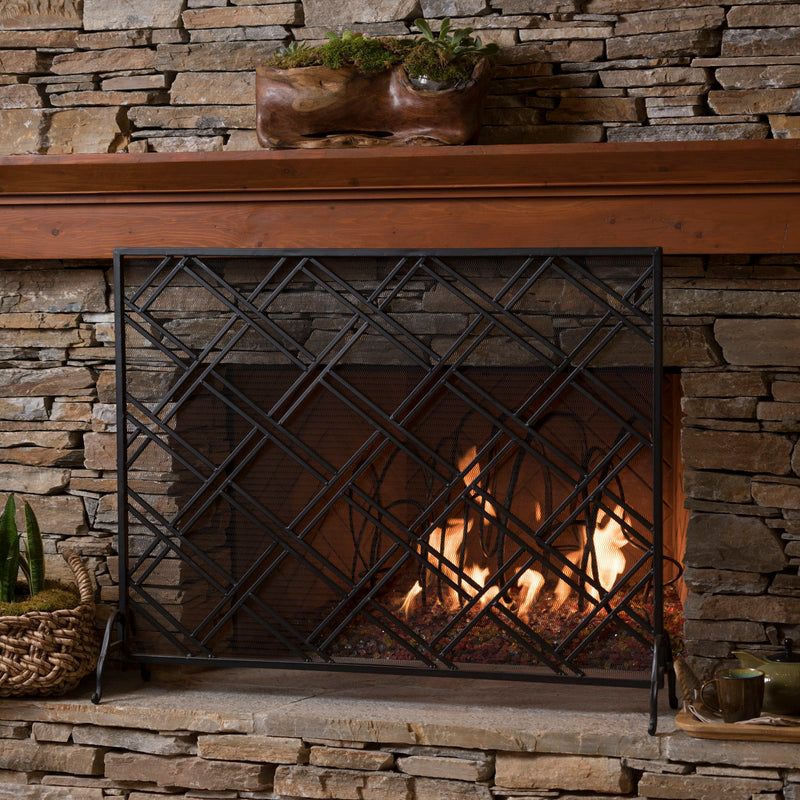 Elegant Design Fire Screen Protective Barrier Iron - Black