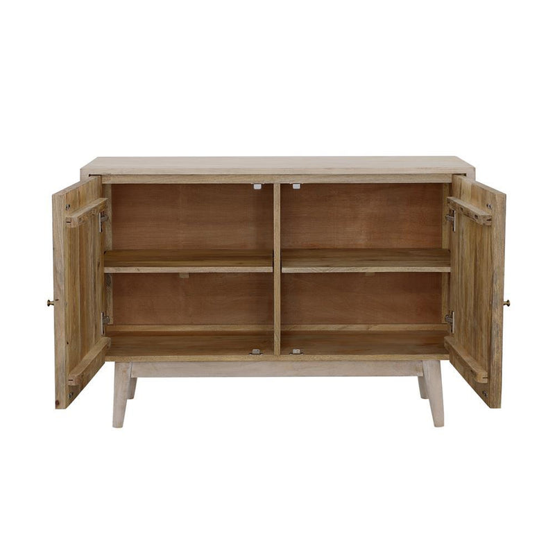 Ixora 2-door Wood Accent Cabinet White Washed and Black