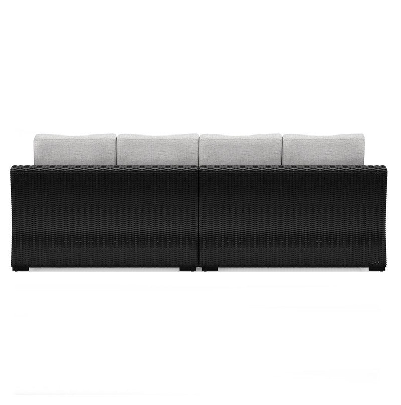 Beachcroft - 2-Piece Outdoor Loveseat with Cushion - Black / Light Gray