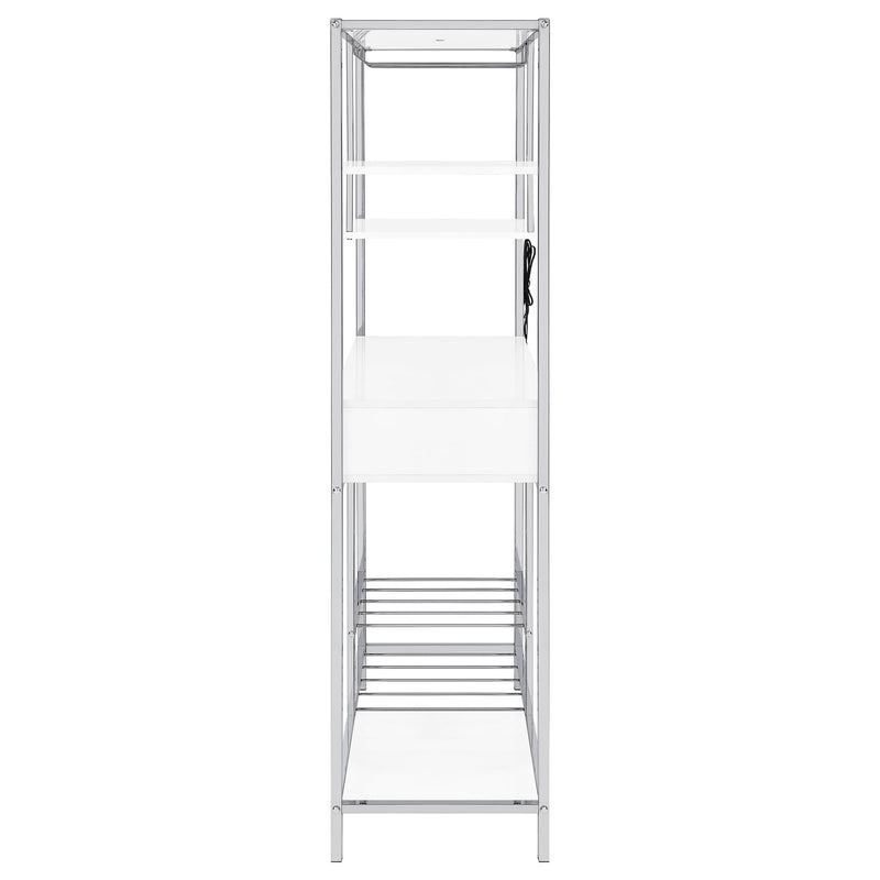 Draper - 5 Shelf LED Wine Cabinet With Pull Out Drawer - Gloss White