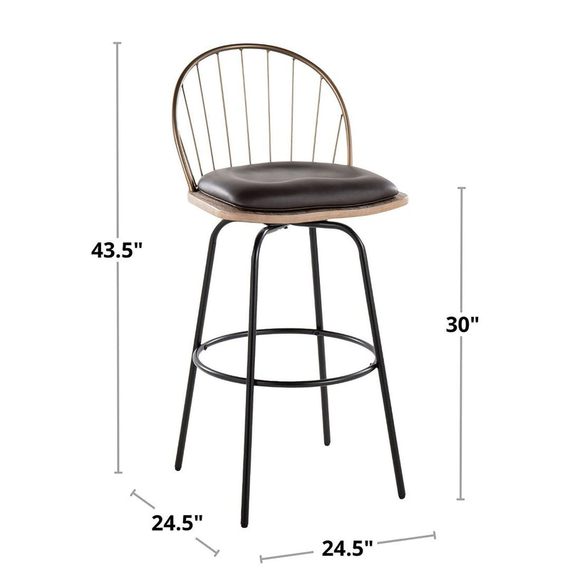 Riley - Claire Farmhouse Fixed Height Barstool With Swivel With Round Footrest (Set of 2)