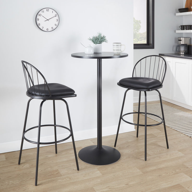 Riley - Claire Farmhouse Fixed Height Barstool With Swivel With Round Footrest (Set of 2)