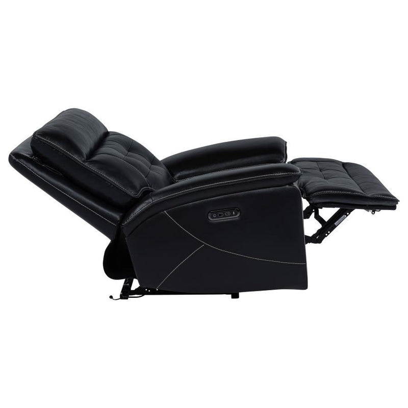 Hewitt - Leather Upholstered Dual Power Recliner Chair - Black