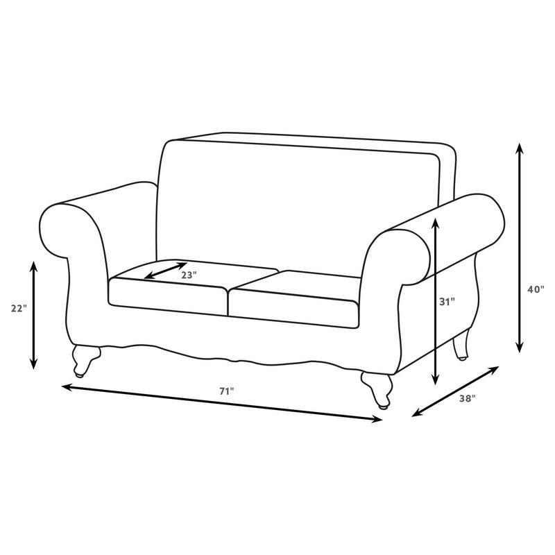 Elmbrook Upholstered Rolled Arm Loveseat Brown