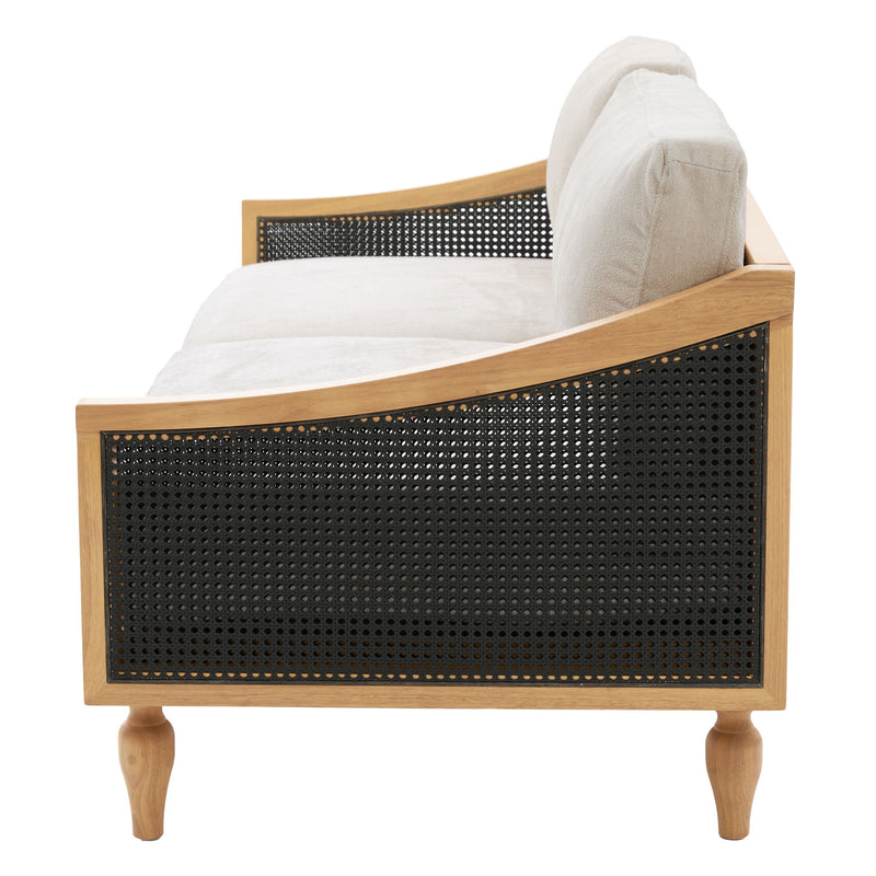 3 Seater Sofa With Rattan Armrests