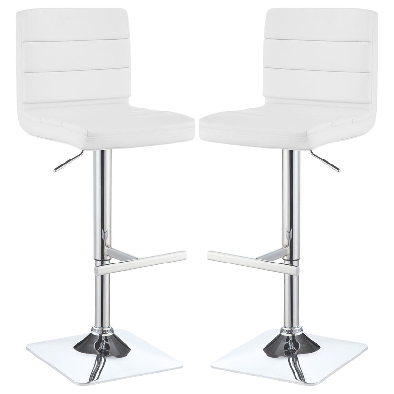 Bianca Upholstered Adjustable Bar Stool White (Set of 2)