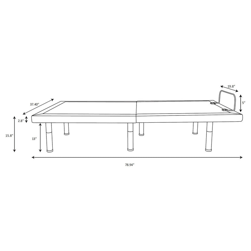 Clara Twin Extra Long Adjustable Bed Base Grey and Black