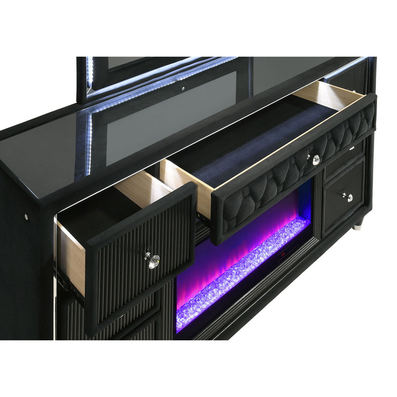 Mika - 8 Drawer LED Dresser And Mirror Set - Black