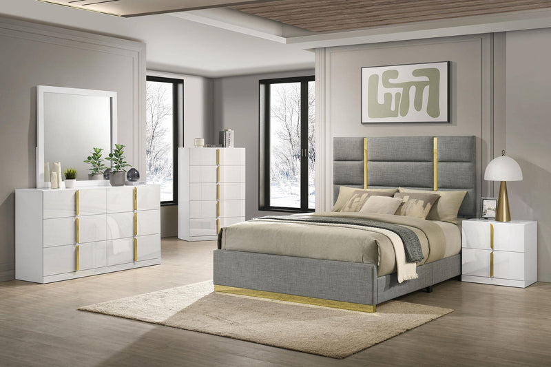 Ines 5-drawer Bedroom Chest of Drawers White High Gloss