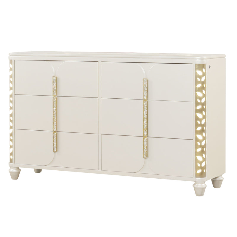 Cinderella - Dresser With LED Accents And 6 Storage Drawers (Mirror Not Included) - Beige