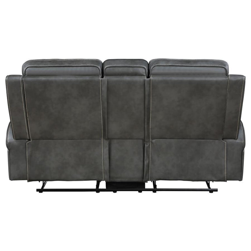 Raelynn - Upholstered Track Arm Motion Loveseat - Gray