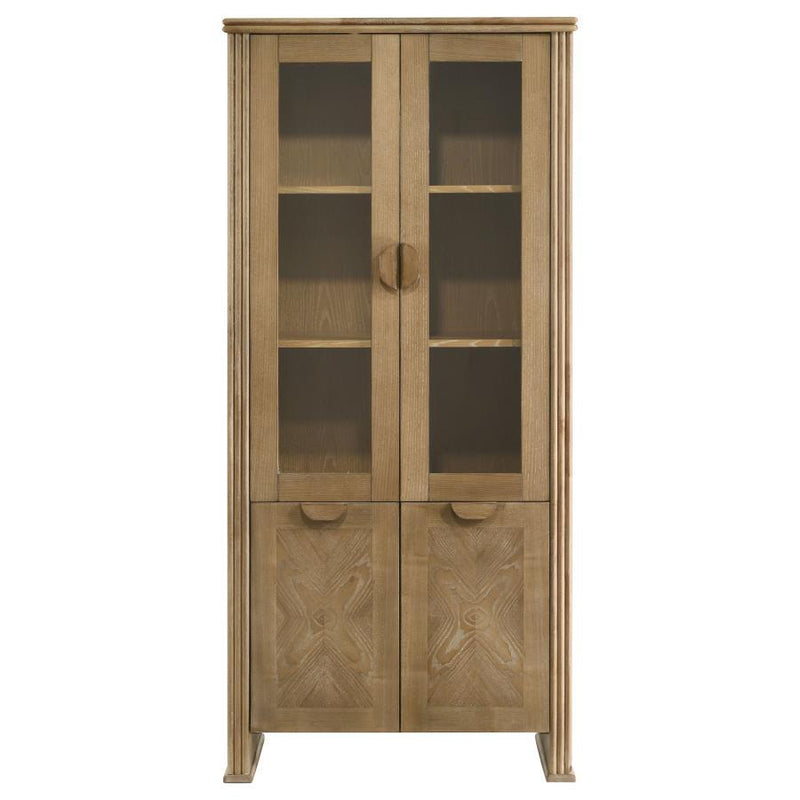 Adina - Tall Display Cabinet - Distressed Light Brown