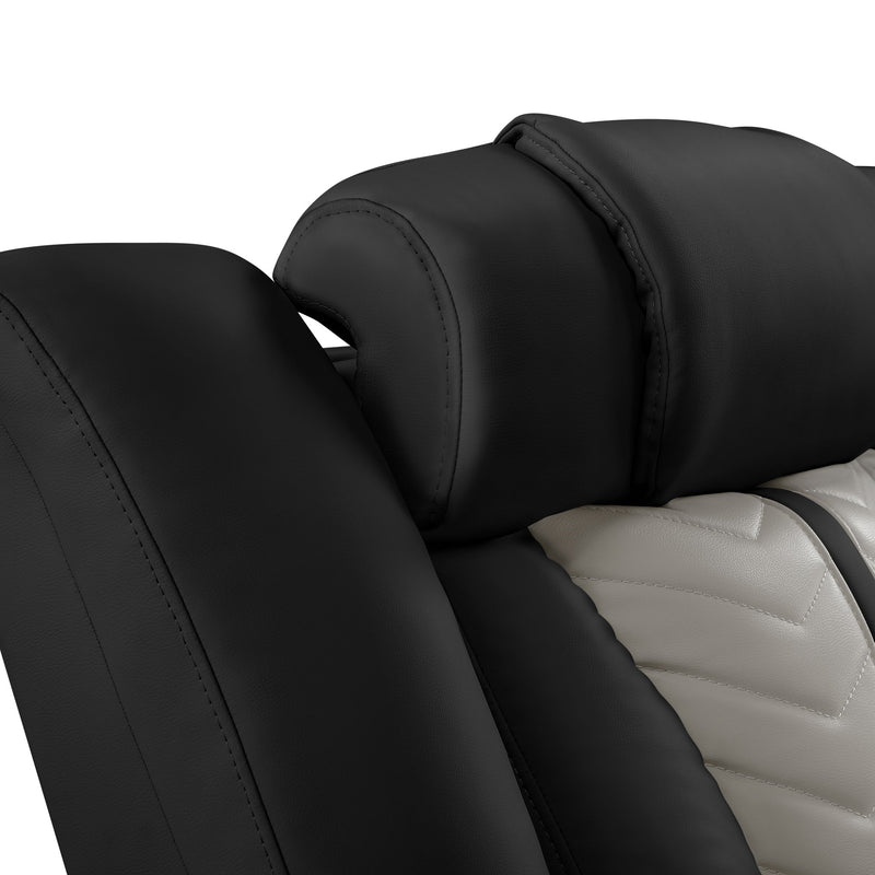 Cruiser - Power Reclining Sofa With Drop Down Table, Power Headrests, LED Lighting & Massage - Black / Beige